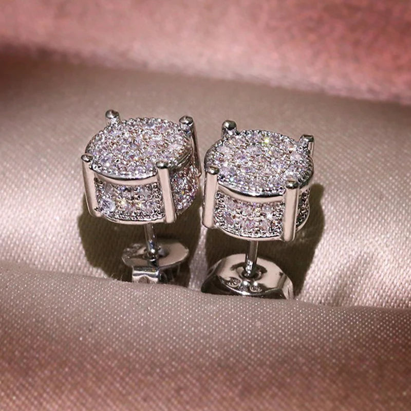 Stud Earrings Iced Out Zicron