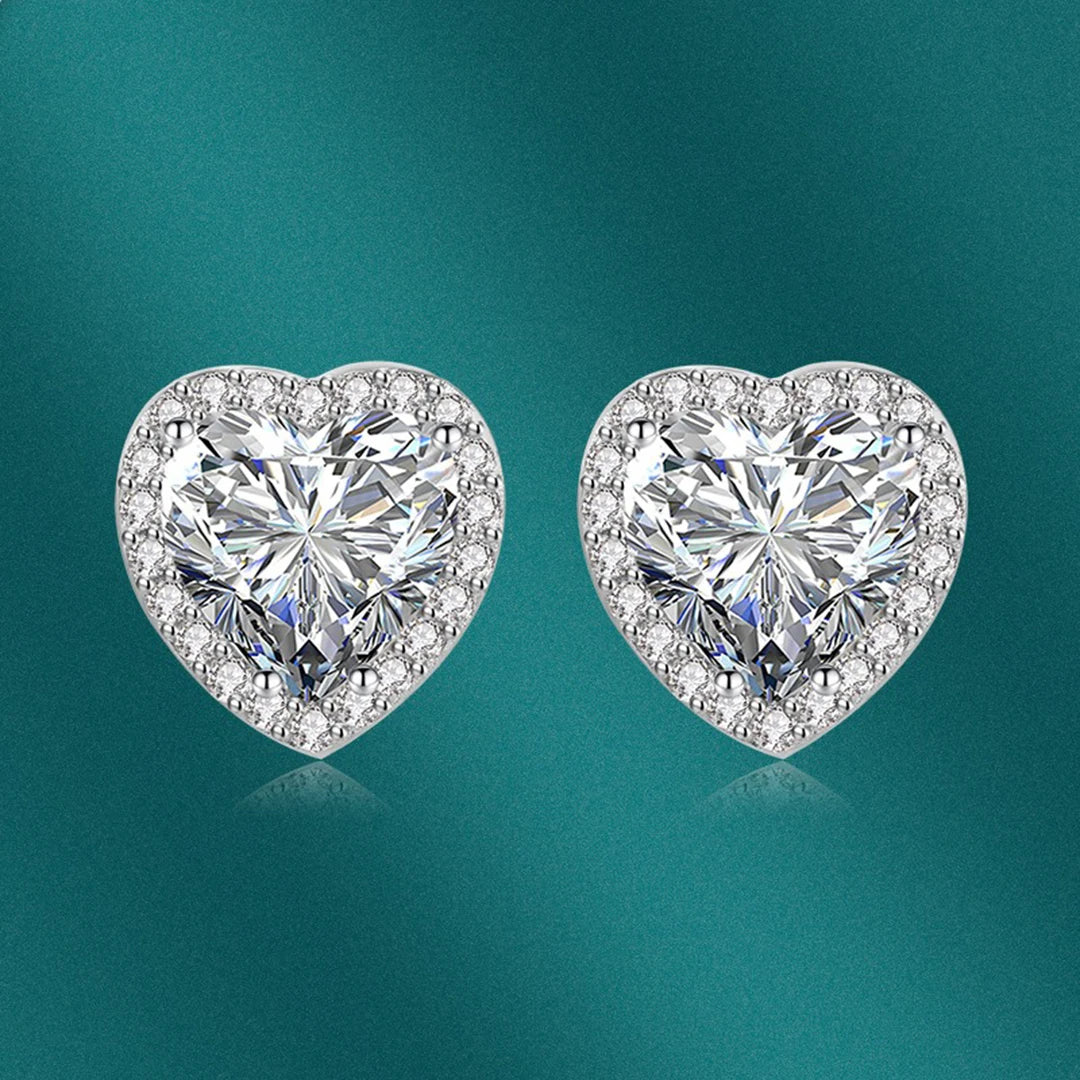 Heart-shaped Moissanite 925 silver jewelry earrings
