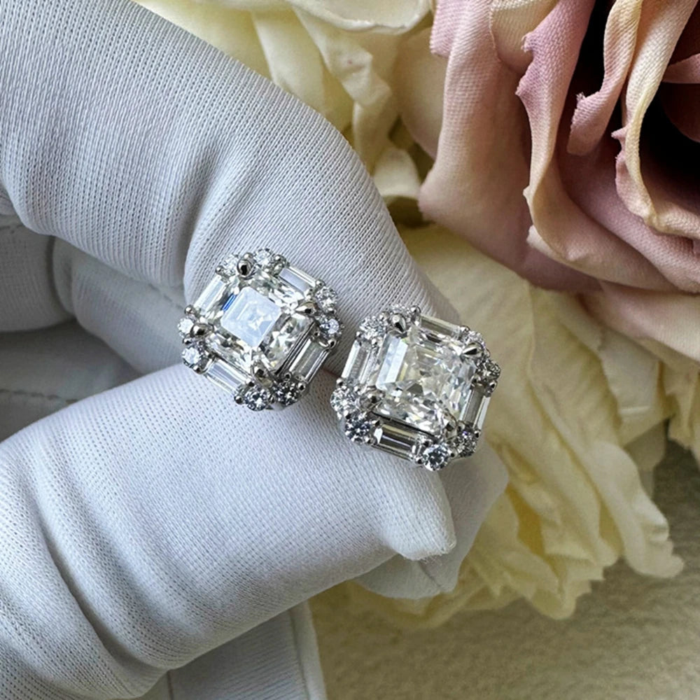 Moissanite Diamond Stud Earrings 925 Sterling Silver