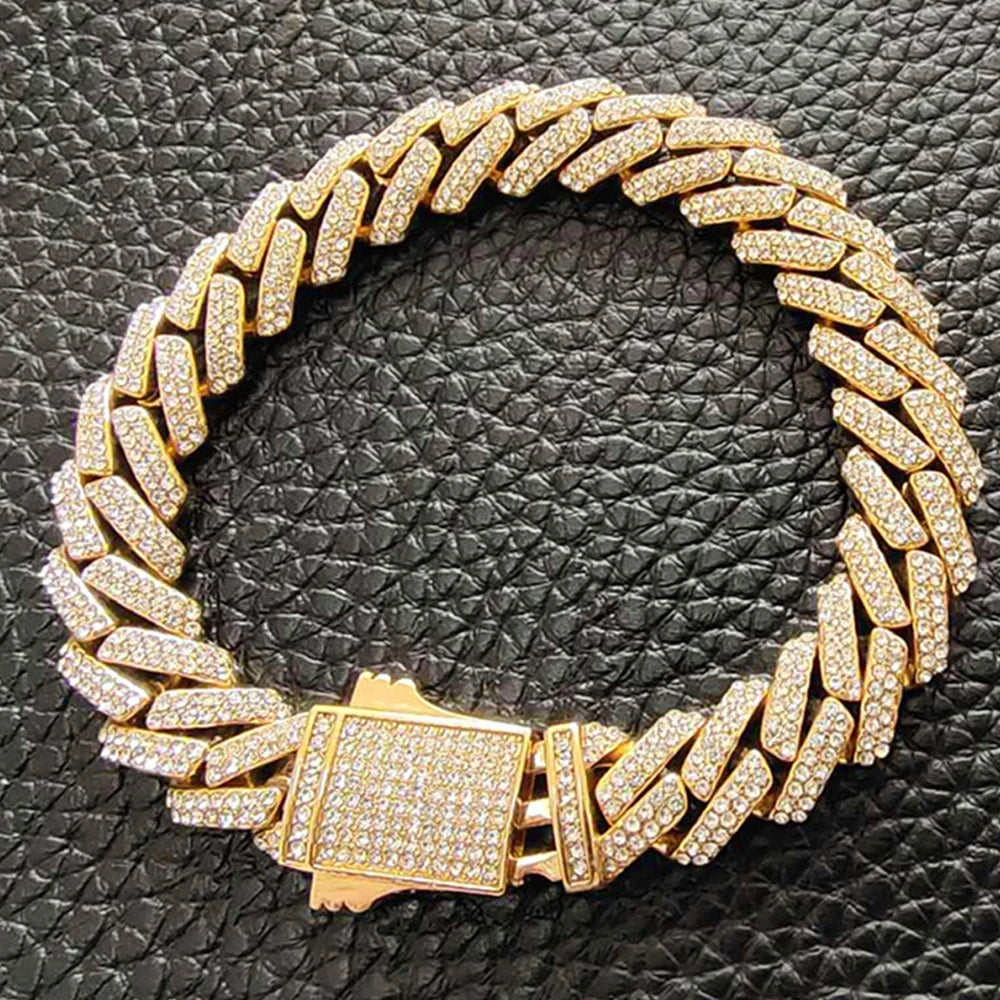 No Fade 316L Stainless Steel Necklace Rhombus Zircon Iced Out Cuban Link Chain