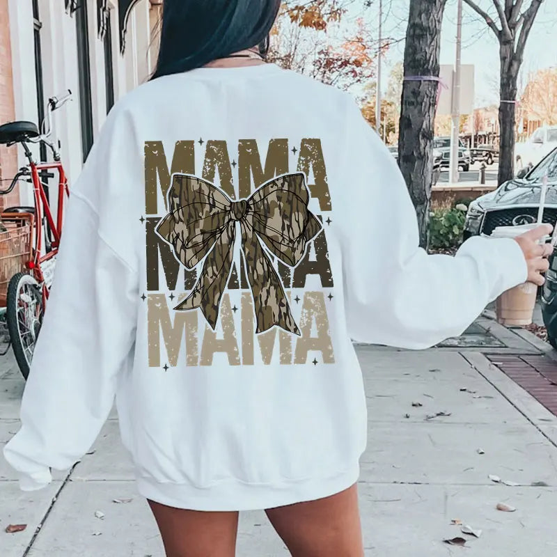 Mama Camo Bow Oversized Sweatshirts