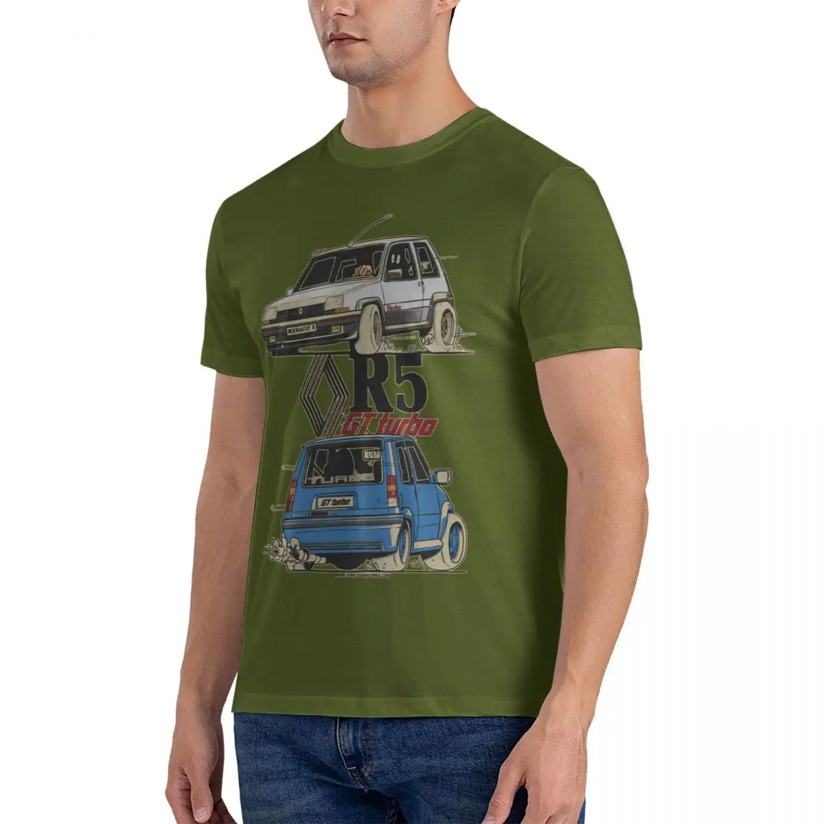 Vintage R 5 Gt Turbo Funny Cartoom Car T-Shirt 100% Cotton O-Neck Short Sleeve Casual Mens T-shirt Size S-3XL