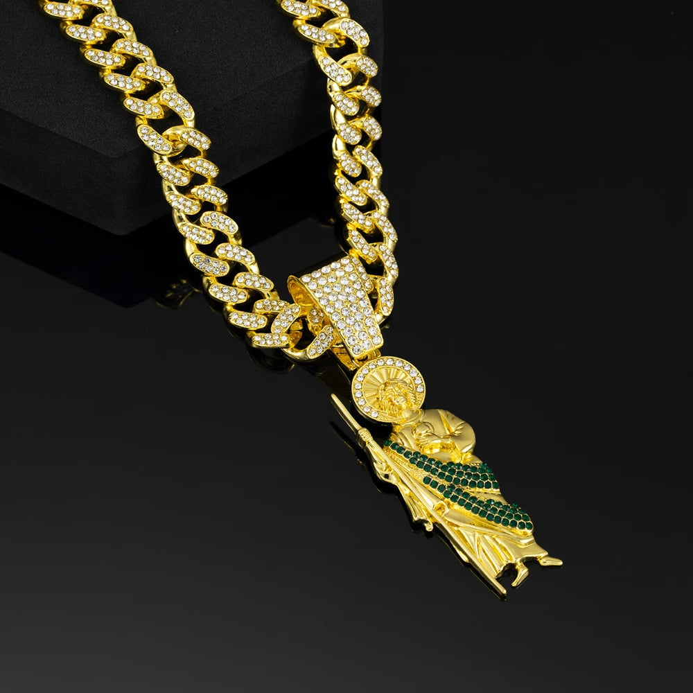 Saint Jude Pendant Necklace,13mm Cuban Chain