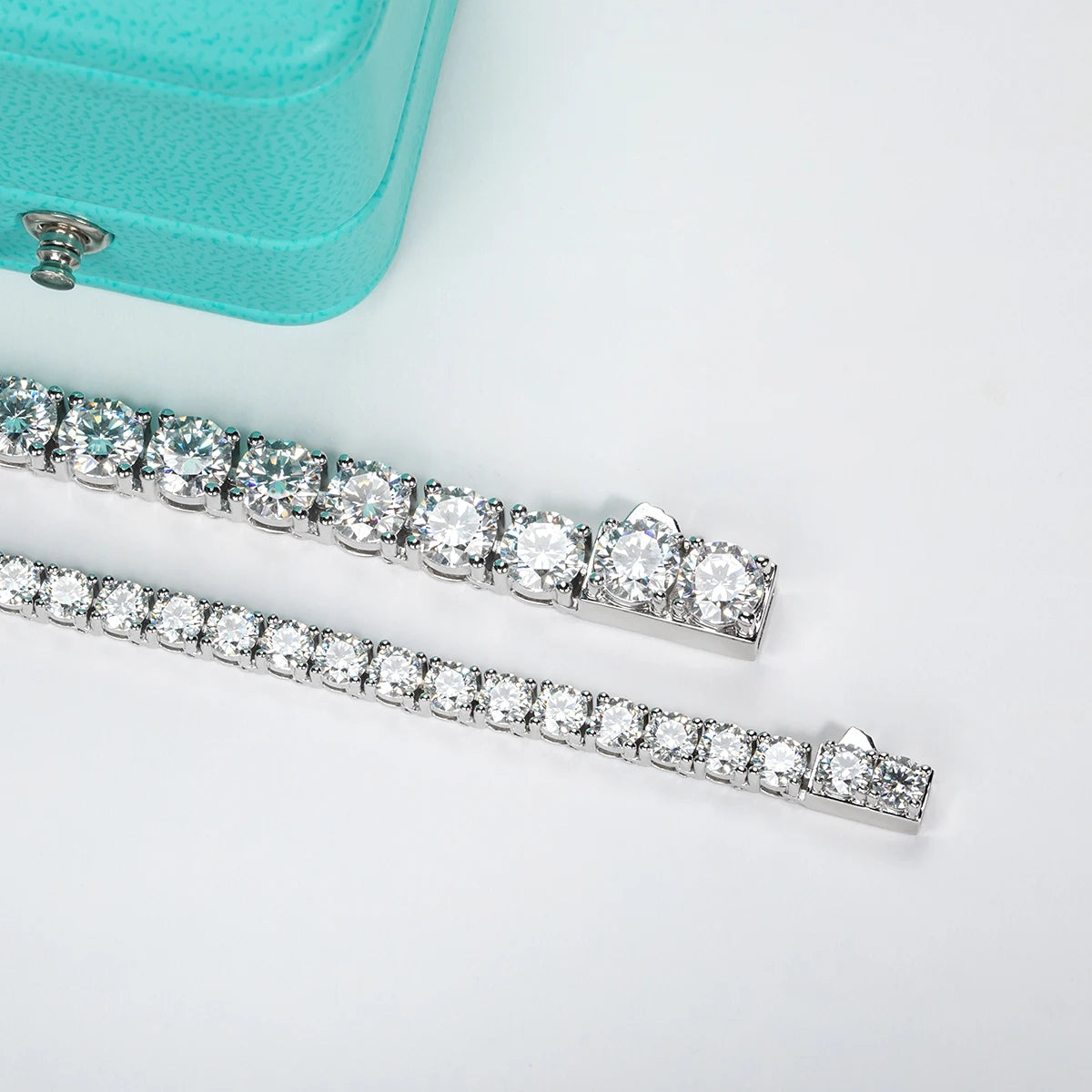 6.5mm 66cttw D Color Moissanite Diamond Tennis Chain Necklace 925 Sterling Silver 18K Gold Plated