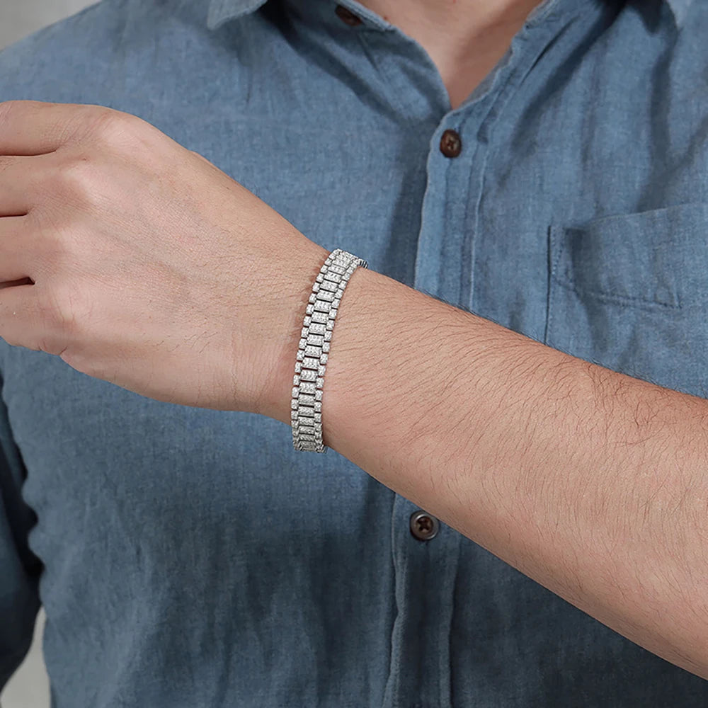 Moissanite Watch Chain Bracelet 925 Sterling Silver