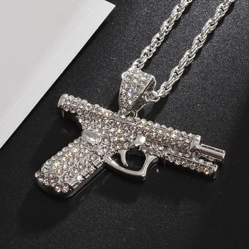 Bling Iced Out Pistol Pendant