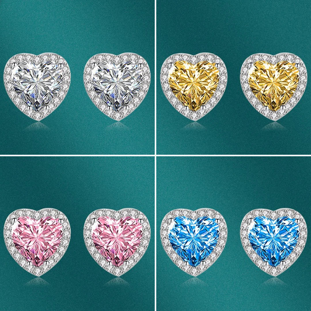 Heart-shaped Moissanite 925 silver jewelry earrings