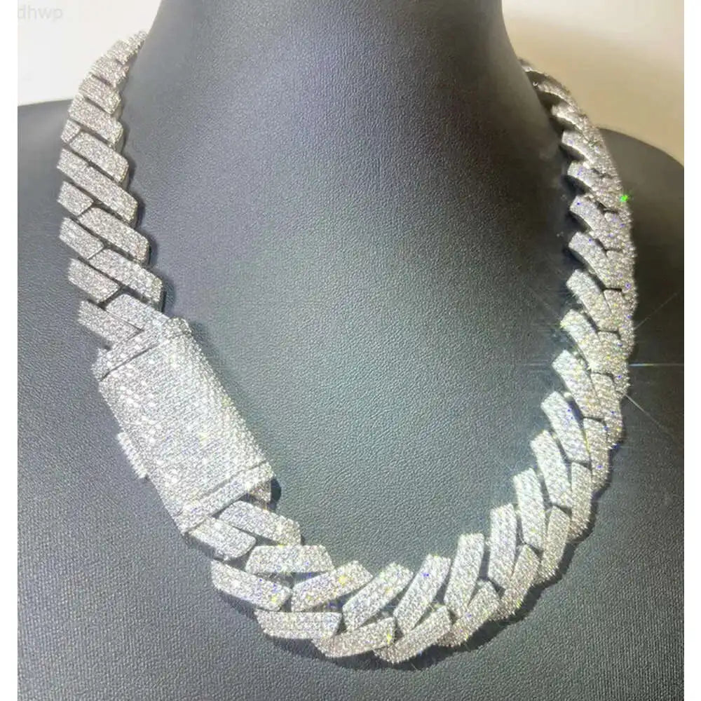 15mm 20mm Heavy Cuban Chain iced out Moissanite with 925 Sterling Silver