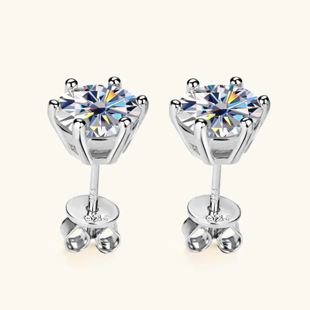 2ct Moissanite Diamond Stud Earrings 18K Yellow Gold Plated 925 Silver Wedding Earring for Women Men Luxury Jewelry with GRA