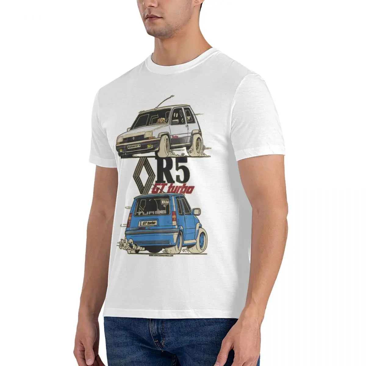Vintage R 5 Gt Turbo Funny Cartoom Car T-Shirt 100% Cotton O-Neck Short Sleeve Casual Mens T-shirt Size S-3XL