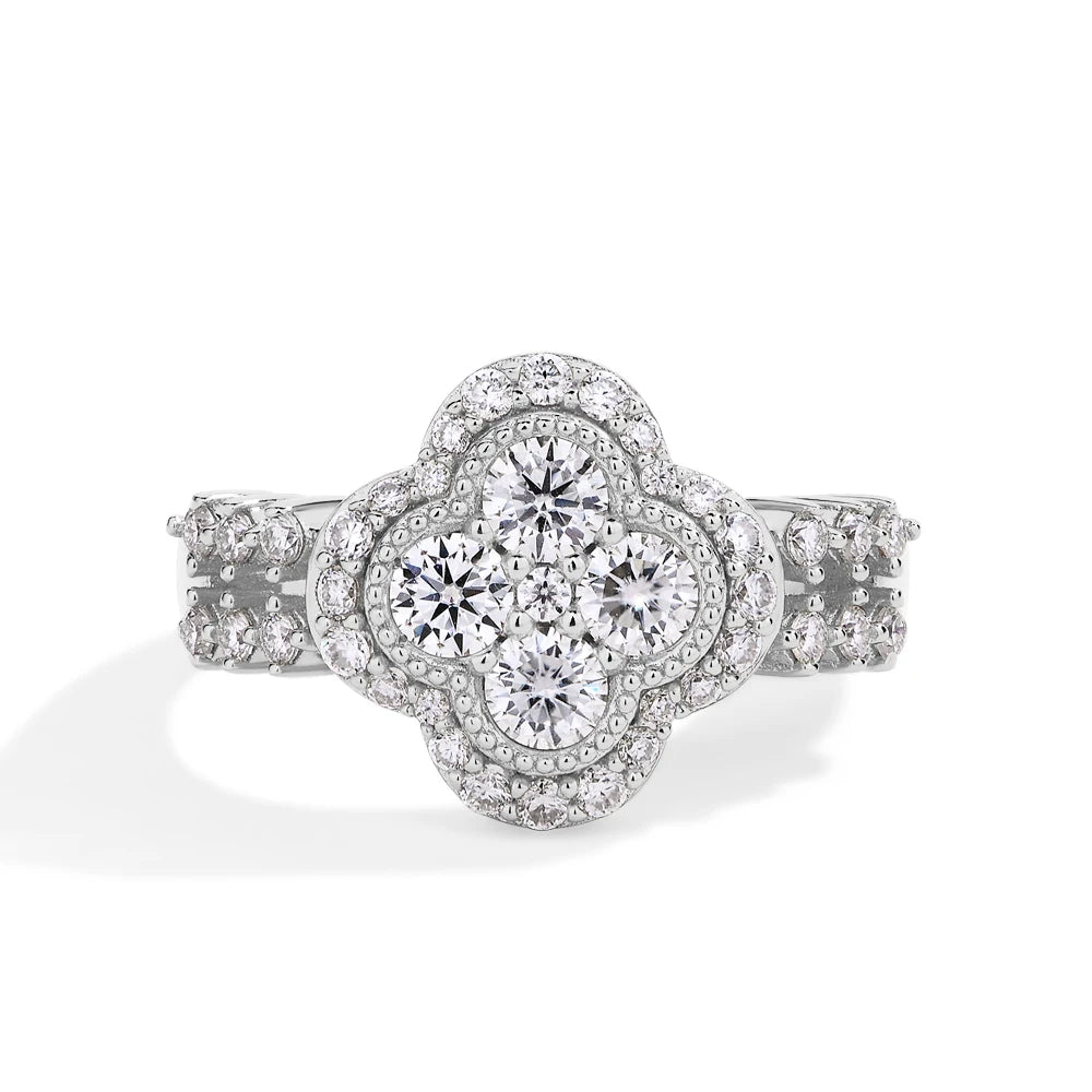Moissanite 18k White Gold Plated Diamond Ring For S925 Sterling Silver