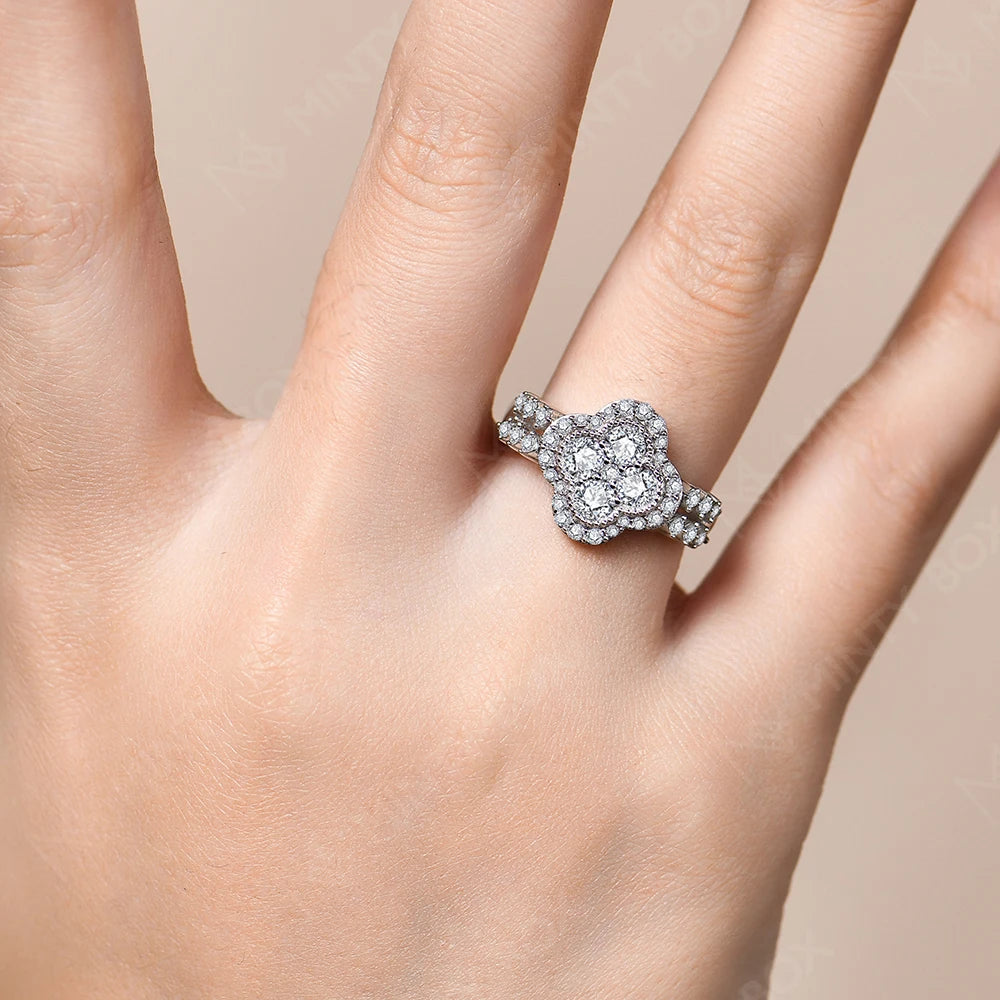 Moissanite 18k White Gold Plated Diamond Ring For S925 Sterling Silver