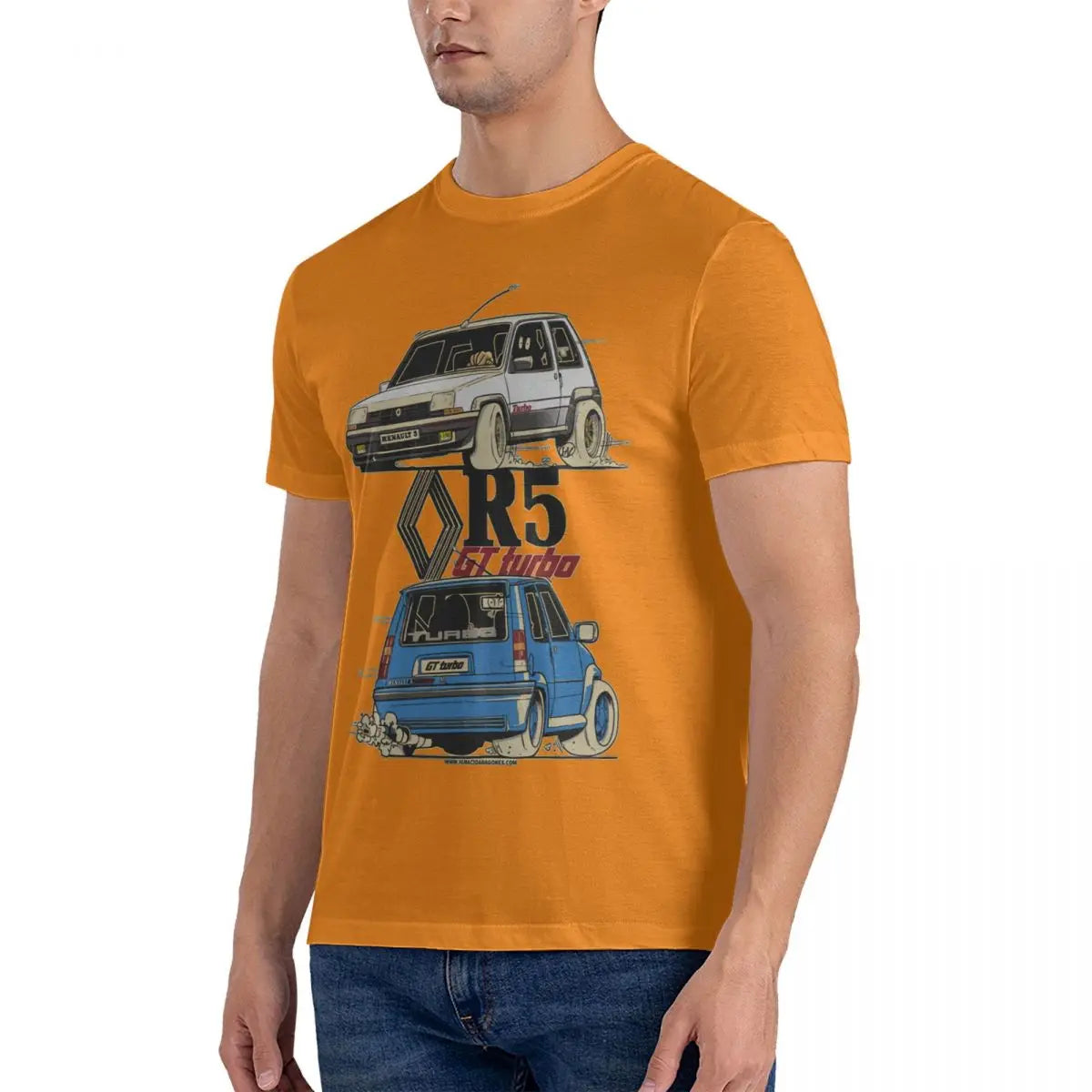 Vintage R 5 Gt Turbo Funny Cartoom Car T-Shirt 100% Cotton O-Neck Short Sleeve Casual Mens T-shirt Size S-3XL