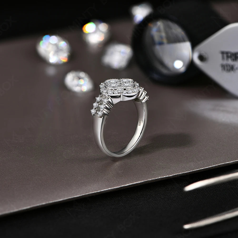 Moissanite 18k White Gold Plated Diamond Ring For S925 Sterling Silver