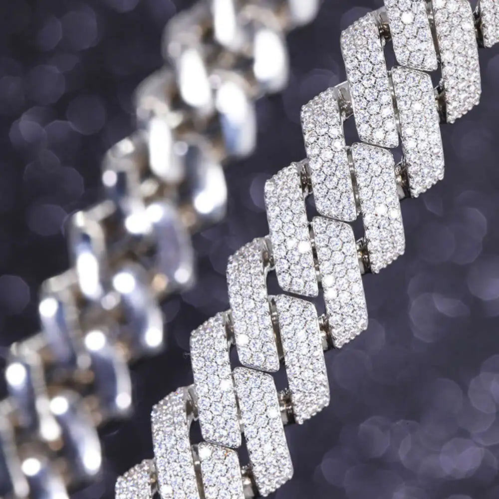 15mm 20mm Heavy Cuban Chain iced out Moissanite with 925 Sterling Silver