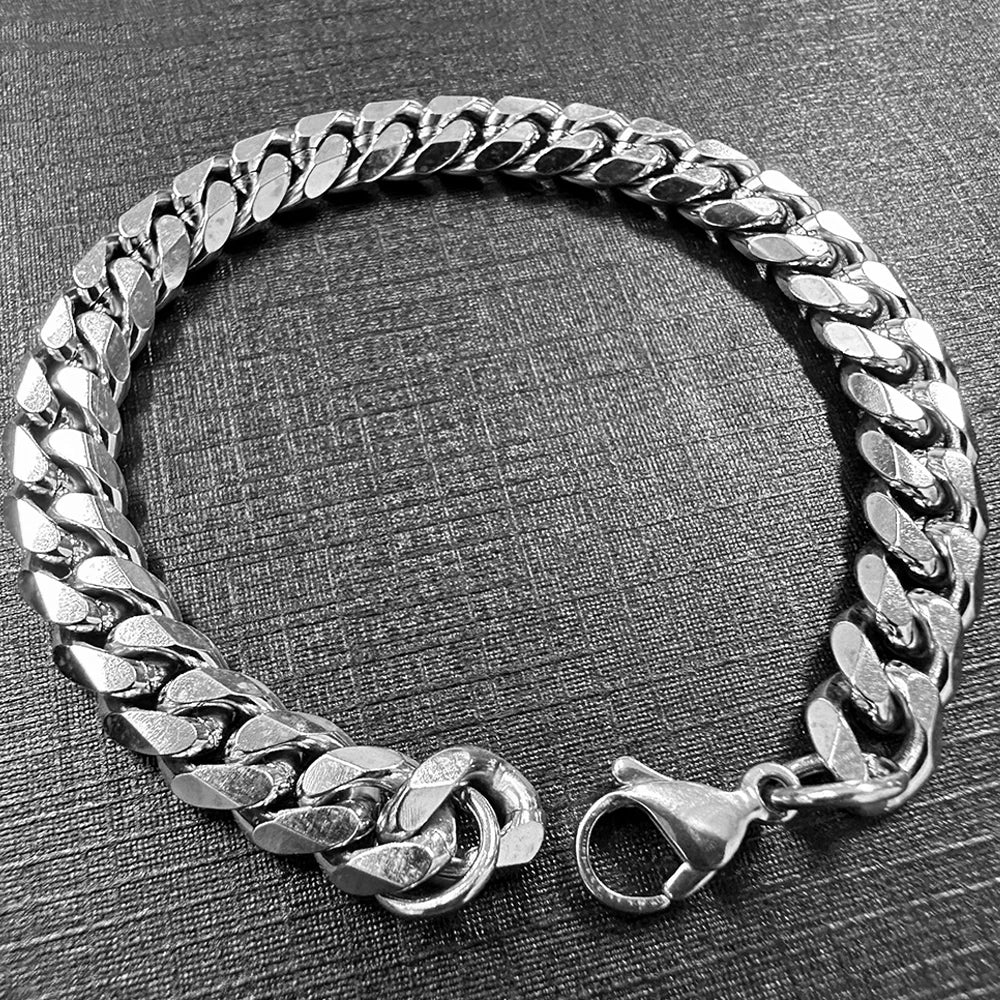 No Fade 316L Stainless Steel Necklace Rhombus Zircon Iced Out Cuban Link Chain