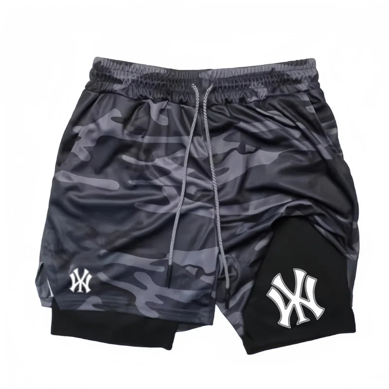 2 in 1 Running Workout Shorts for Men Gym Performance Compression Shorts with Phone Pocket