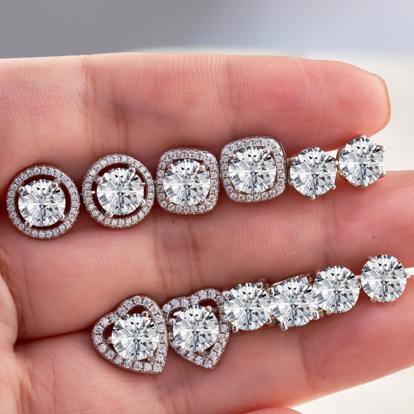 6.5mm*2pcs D Color Moissanite Earrings For Women 925 Sterling Silver Ear Studs Sparkling Diamond Wedding Fine Jewelry for women