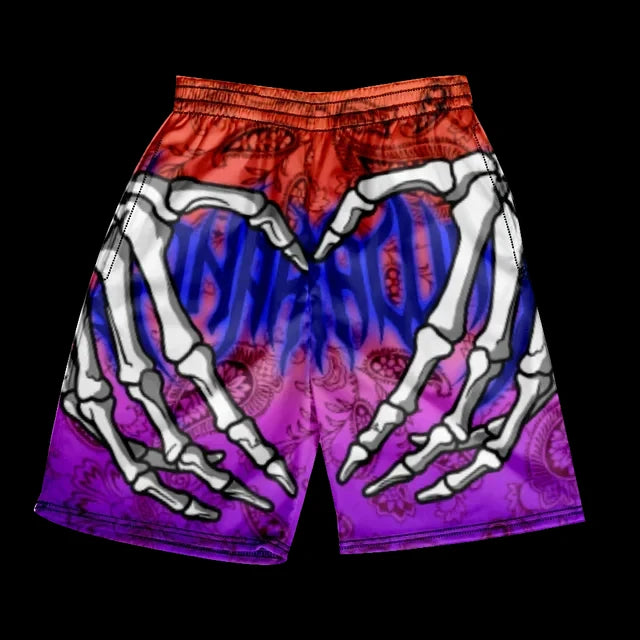 Stylish Skull Hand Graphic Print Drawstring Shorts Oversized Casual Loose Men's Beach Shorts
