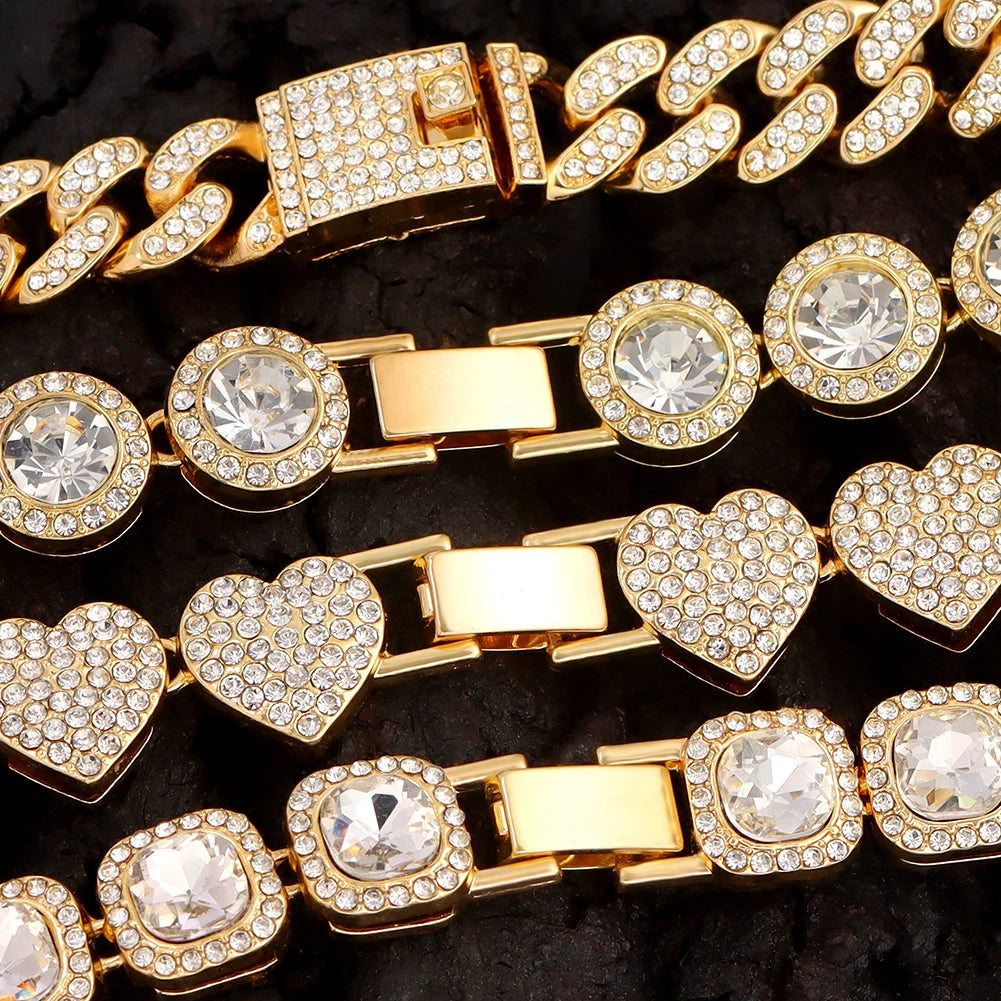 Iced Out Chain Cuban Bracelet Full Rhinestone