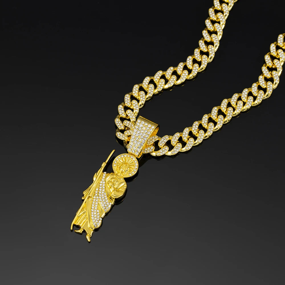 Saint Jude Pendant Necklace,13mm Cuban Chain