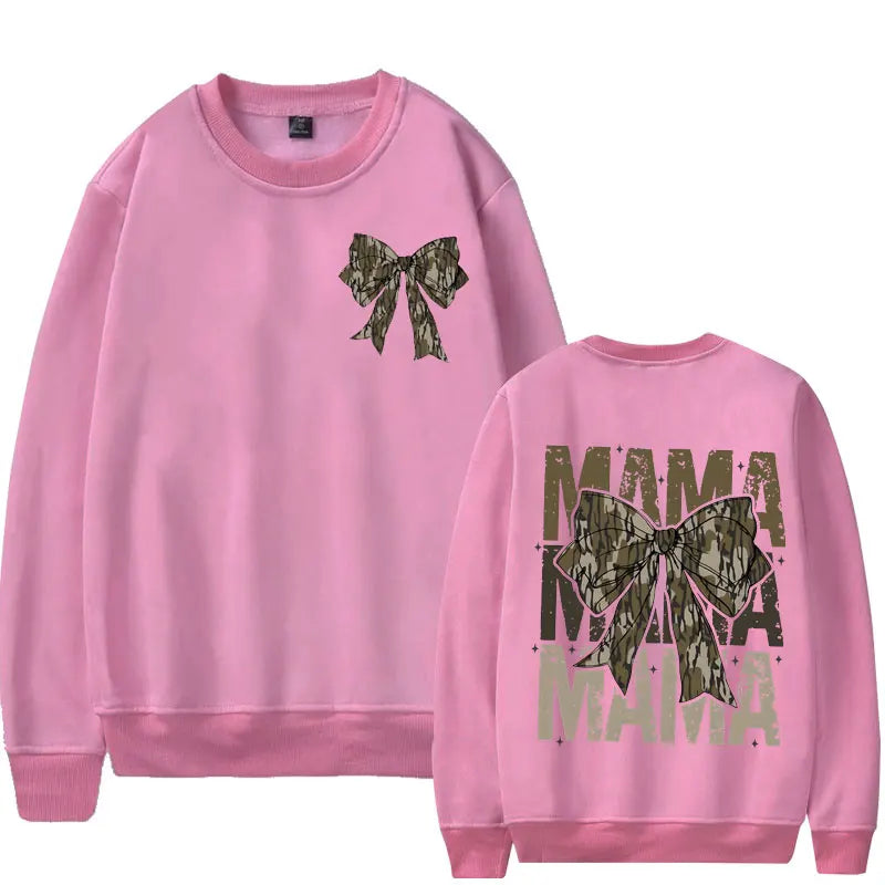 Mama Camo Bow Oversized Sweatshirts
