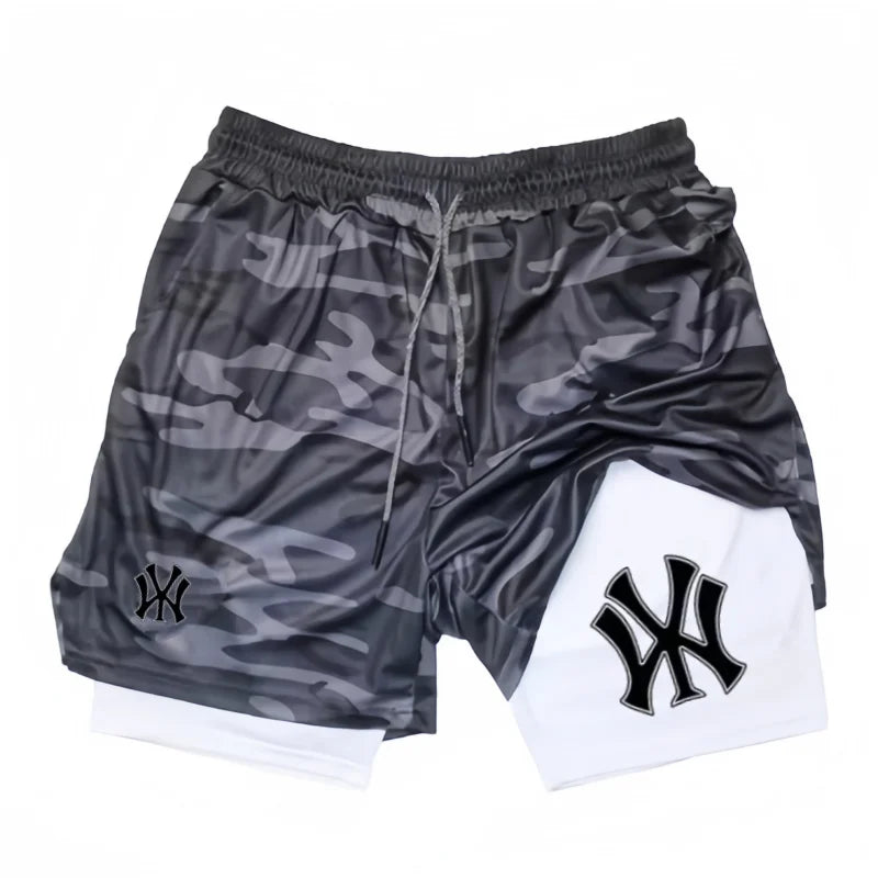 2 in 1 Running Workout Shorts for Men Gym Performance Compression Shorts with Phone Pocket