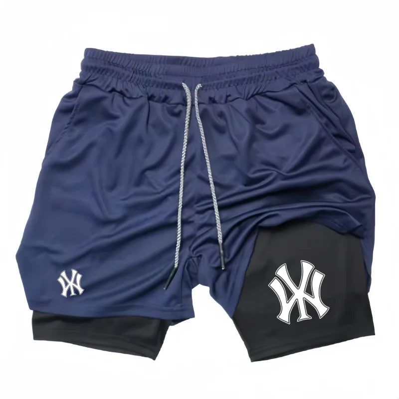 2 in 1 Running Workout Shorts for Men Gym Performance Compression Shorts with Phone Pocket