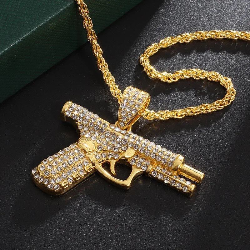 Bling Iced Out Pistol Pendant