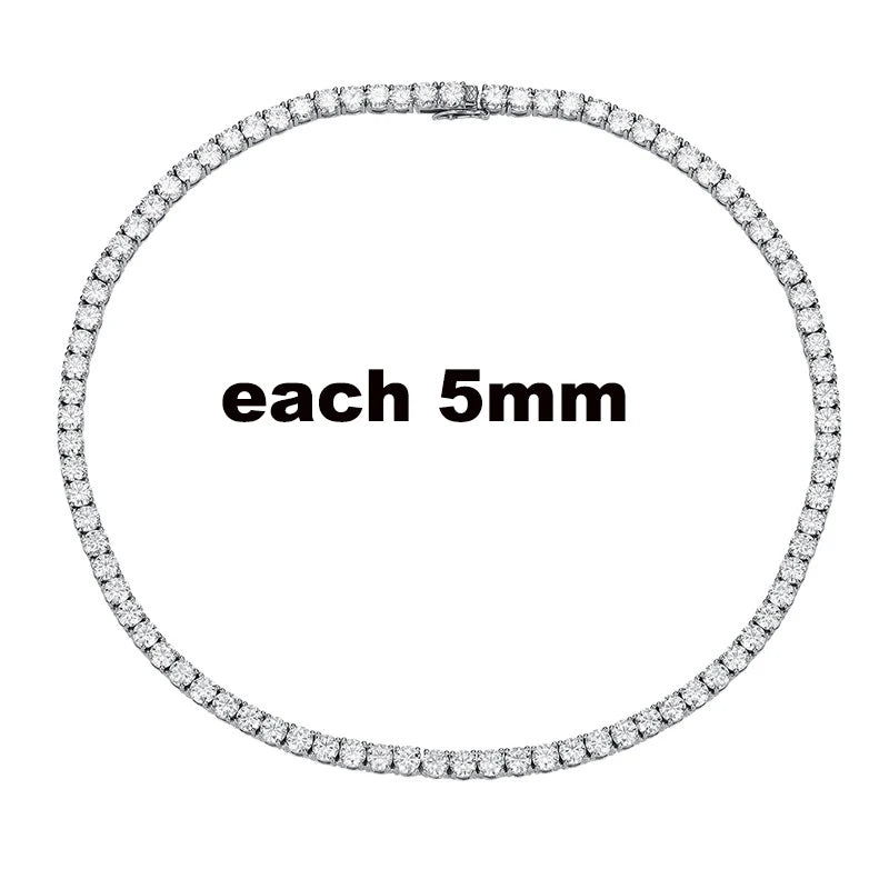 Full Moissanite Tennis Necklace 925 Sterling Silver