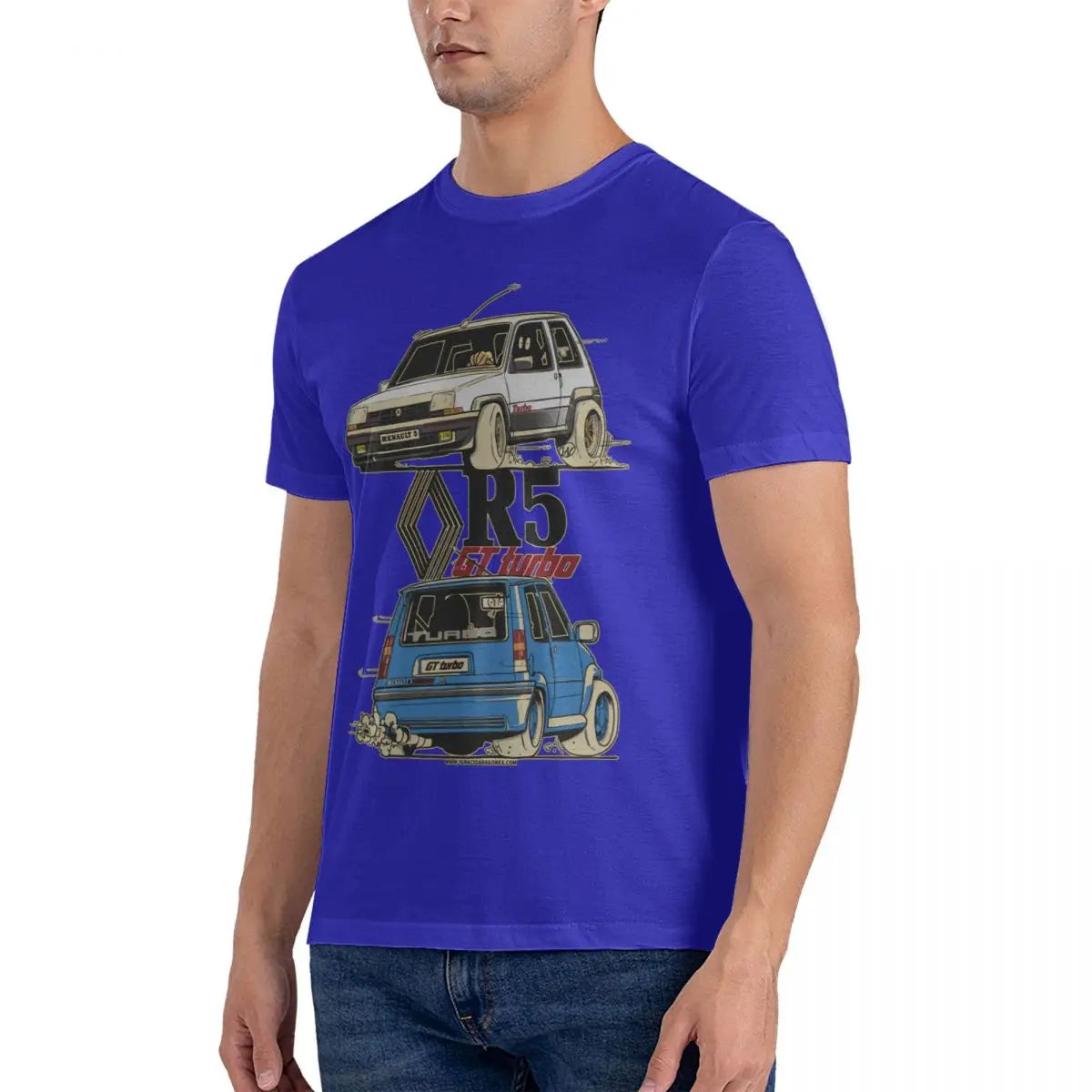 Vintage R 5 Gt Turbo Funny Cartoom Car T-Shirt 100% Cotton O-Neck Short Sleeve Casual Mens T-shirt Size S-3XL