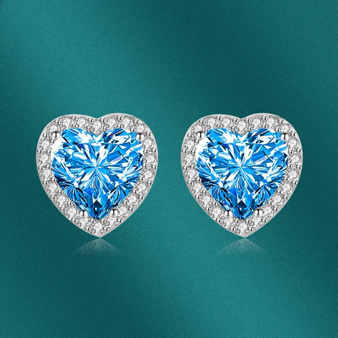 Heart-shaped Moissanite 925 silver jewelry earrings