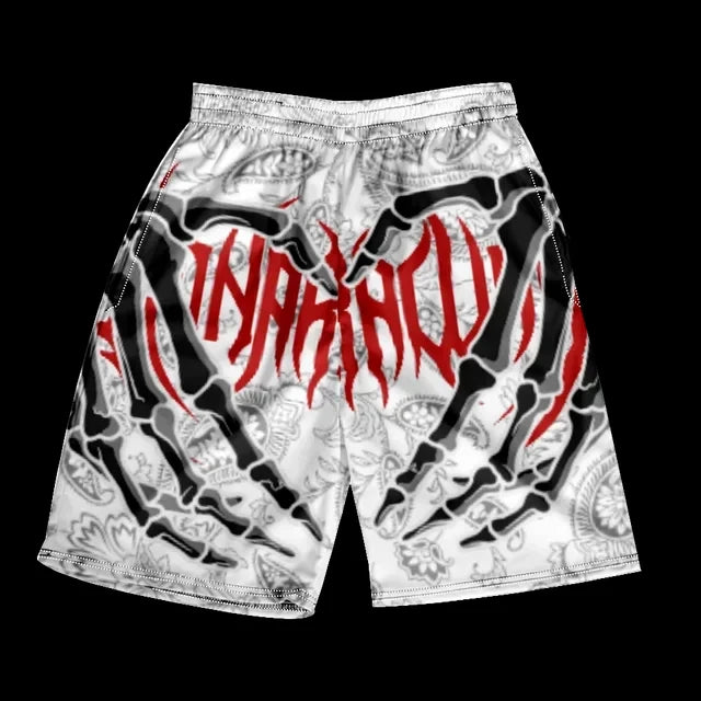 Stylish Skull Hand Graphic Print Drawstring Shorts Oversized Casual Loose Men's Beach Shorts