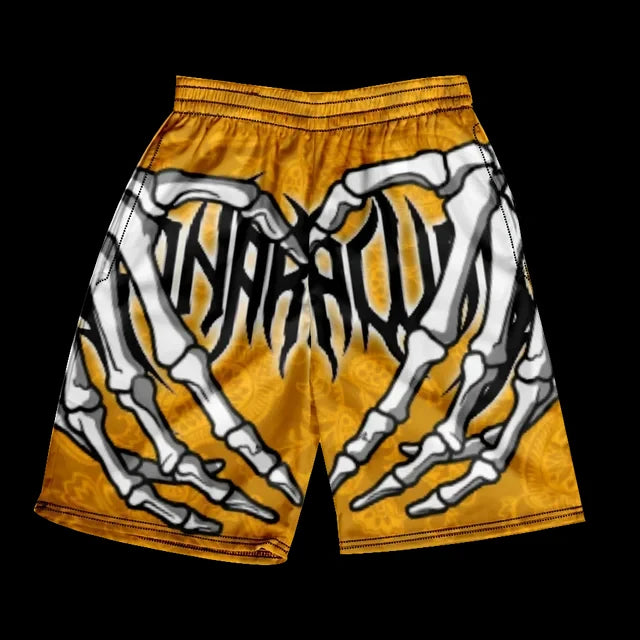 Stylish Skull Hand Graphic Print Drawstring Shorts Oversized Casual Loose Men's Beach Shorts