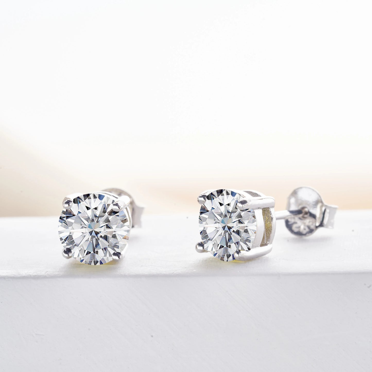 6.5mm*2pcs D Color Moissanite Earrings For Women 925 Sterling Silver Ear Studs Sparkling Diamond Wedding Fine Jewelry for women