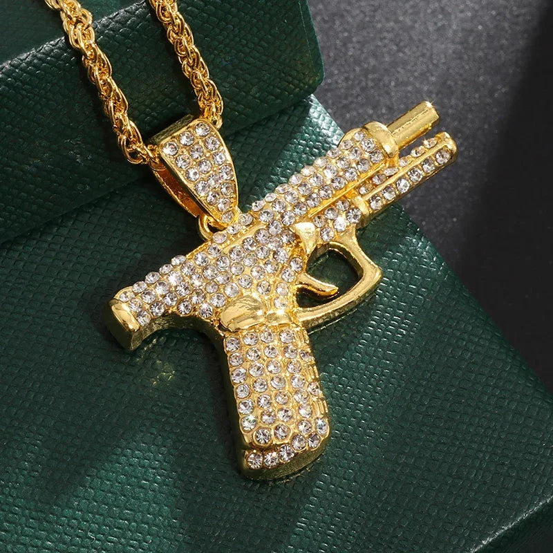Bling Iced Out Pistol Pendant