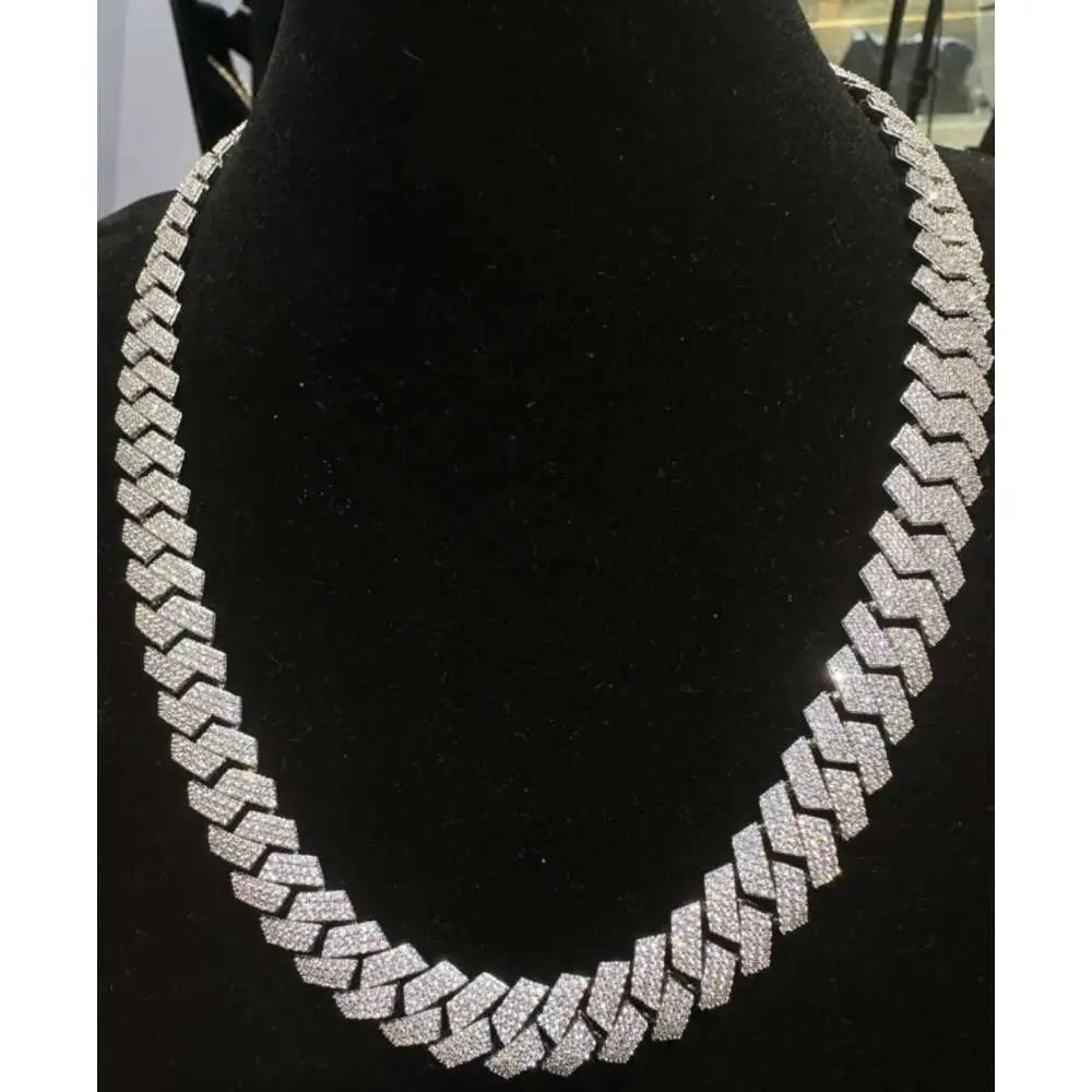 15mm 20mm Heavy Cuban Chain iced out Moissanite with 925 Sterling Silver