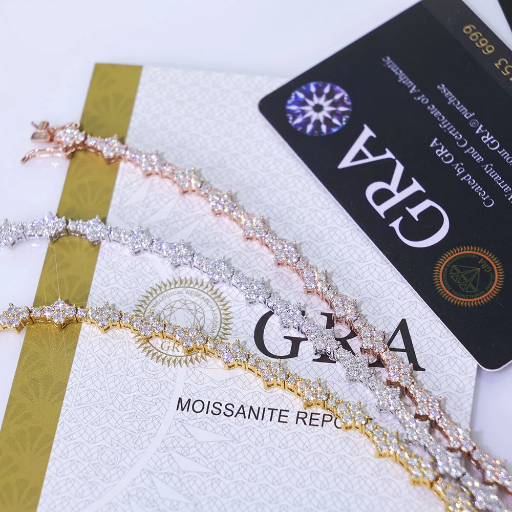 Moissanite 925 Silver Tennis Bracelet Sparkling Diamond VVS1 GRA Certificate