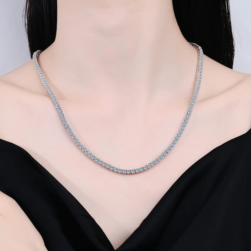 Full Moissanite Tennis Necklace 925 Sterling Silver