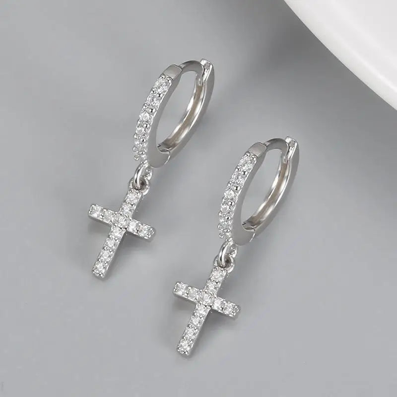 925 Sterling Silver Cross Earrings