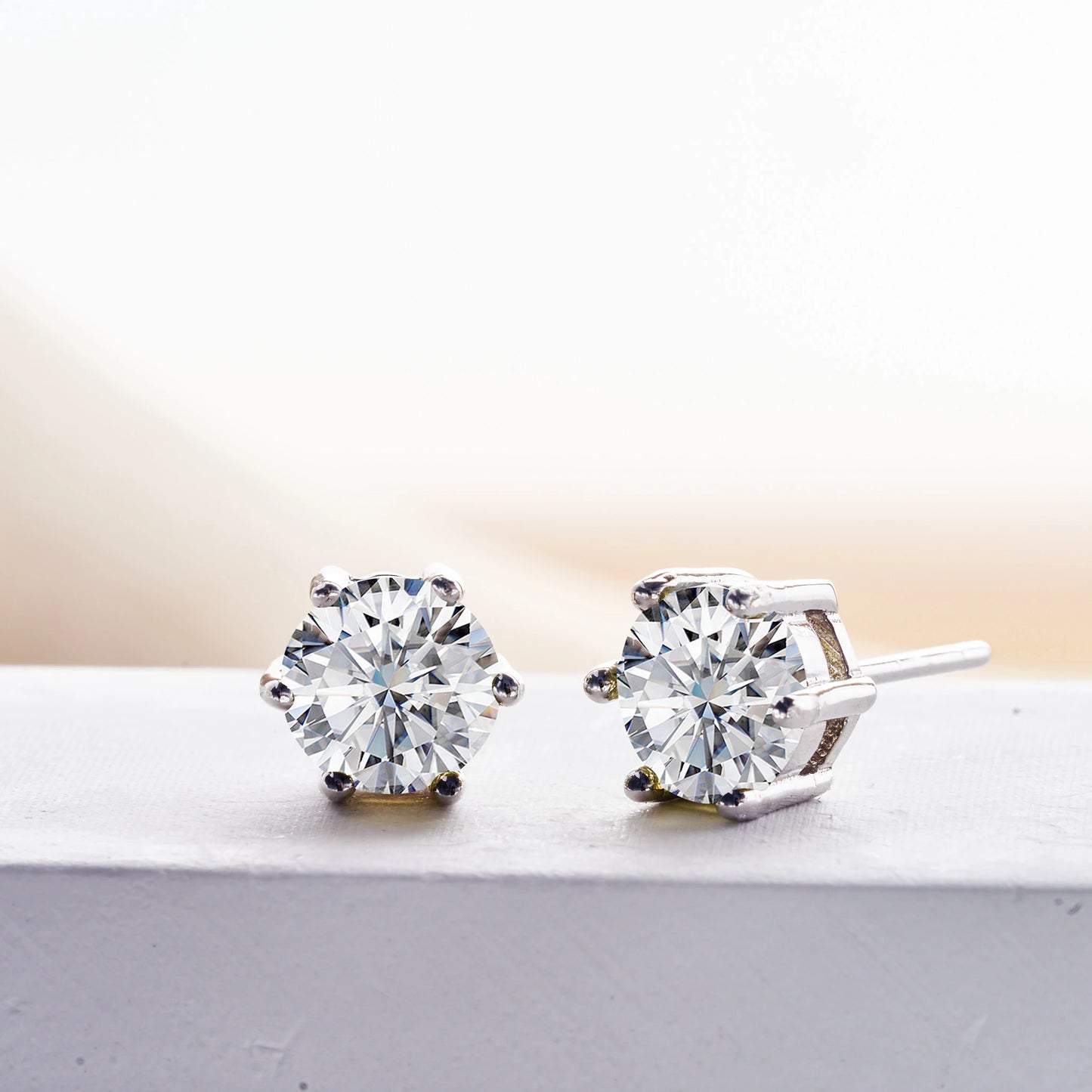 6.5mm*2pcs D Color Moissanite Earrings For Women 925 Sterling Silver Ear Studs Sparkling Diamond Wedding Fine Jewelry for women