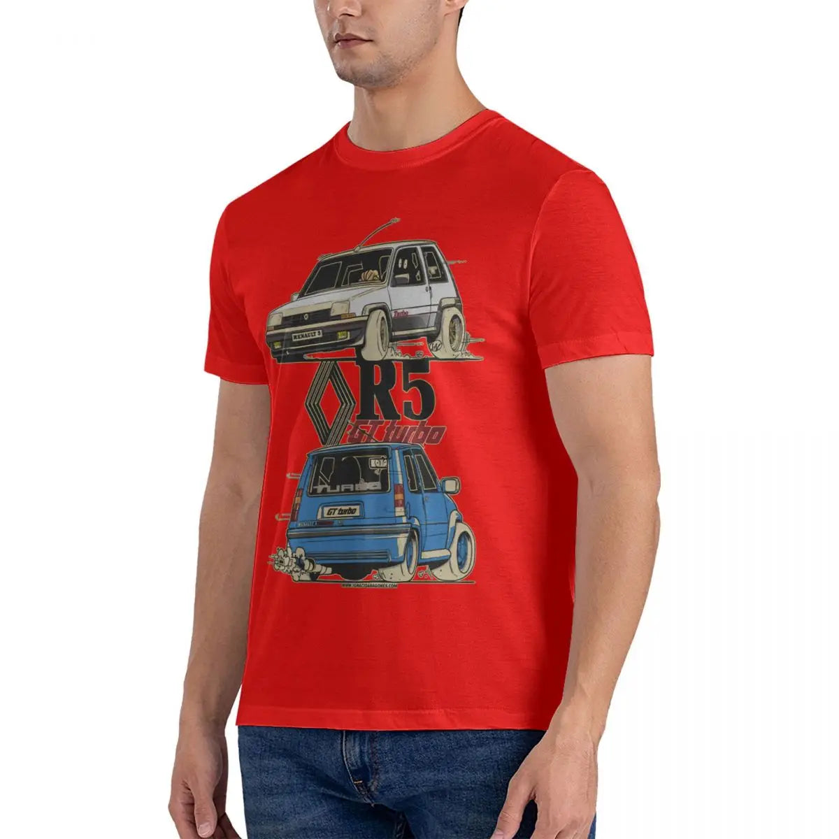 Vintage R 5 Gt Turbo Funny Cartoom Car T-Shirt 100% Cotton O-Neck Short Sleeve Casual Mens T-shirt Size S-3XL