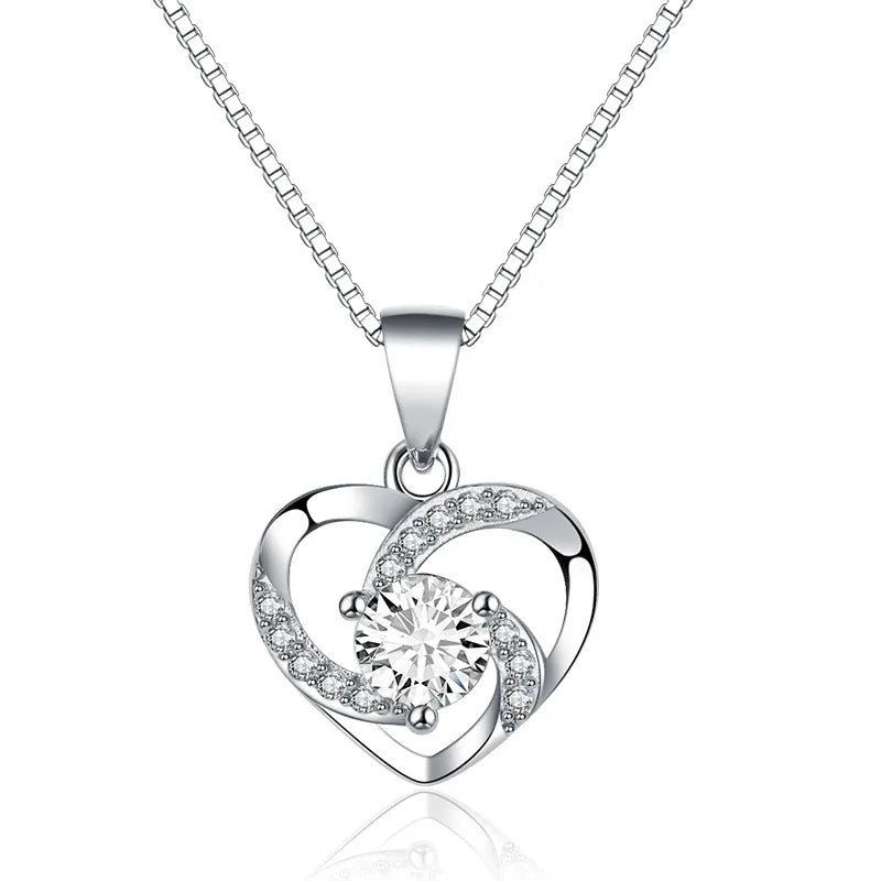 925 Sterling Silver Heart Shaped Moissanite Necklace