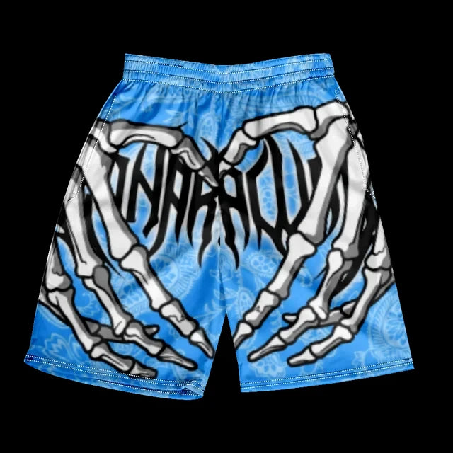 Stylish Skull Hand Graphic Print Drawstring Shorts Oversized Casual Loose Men's Beach Shorts