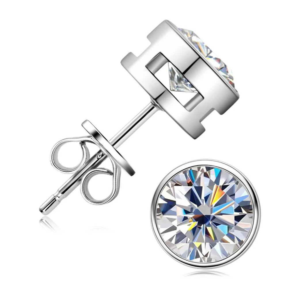 2ct Moissanite Diamond Stud Earrings 18K Yellow Gold Plated 925 Silver Wedding Earring for Women Men Luxury Jewelry with GRA