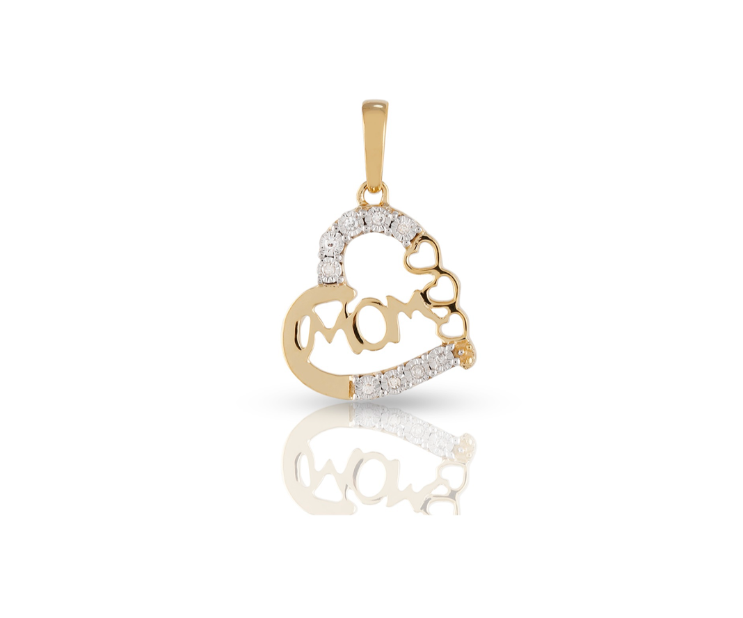 Diamond Heart Shaped Mom pendant
