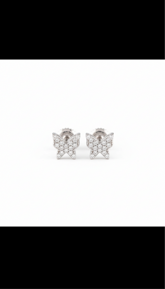 Silver Butterly Shaped Diamond Earrings