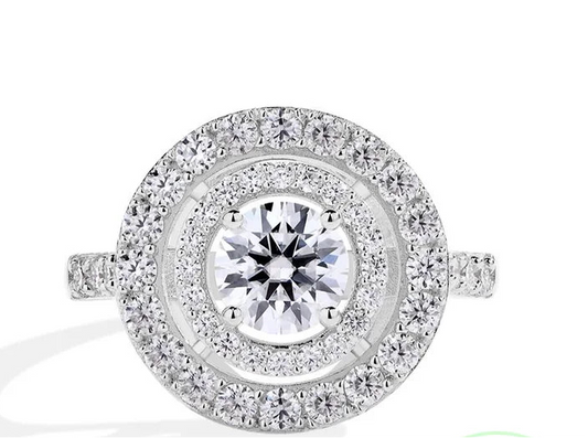 Full D Color VVS1 Luxury Moissanite Ring Round Cut 1.0CT S925 Sterling Silver