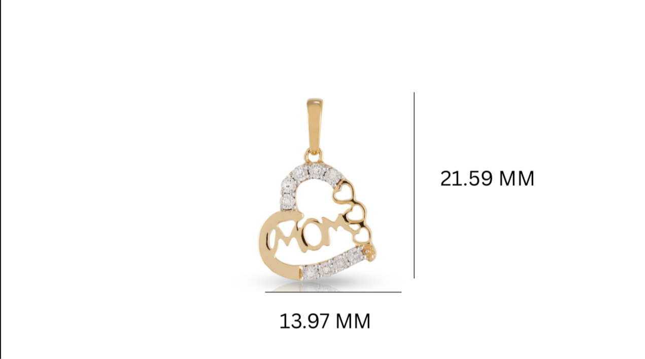 Diamond Heart Shaped Mom pendant