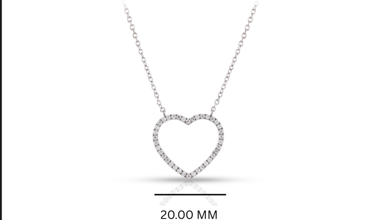 .81ct Silver And Diamond Heart Pendant